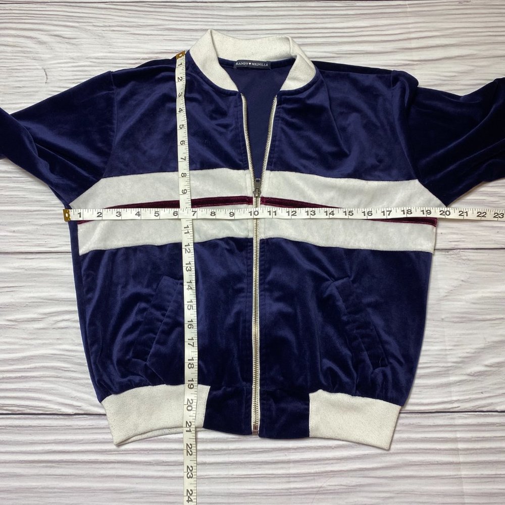 Brandy Melville Blue Velour Felix Bomber Jacket - Picture 9 of 14